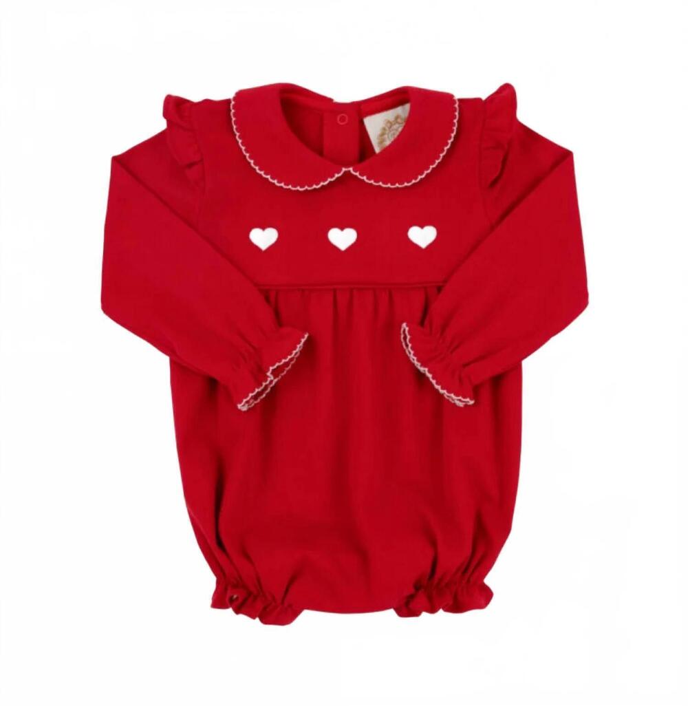 NEW THE BEAUFORT BONNET COMPANY baby's hearts long sleeve biltmore bubble romper